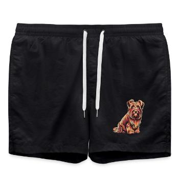 Colorful Terrier Portrait - Swim Trunks - black - Front - AI Model Male 185 light (185cm)