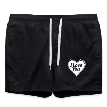Ich liebe dich, Weiß - Badeshorts - Schwarz - Vorne - AI Model Male 185 light (185cm)