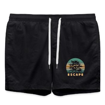 Escape Wald Design – Retro Natur Adventure Logo - Badeshorts - Schwarz - Vorne - AI Model Male 185 light (185cm)