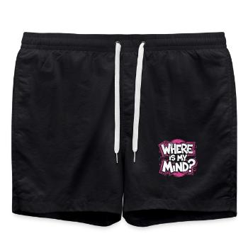 Where is my Mind | Cooles Streetwear-Typo-Design - Badeshorts - Schwarz - Vorne - AI Model Male 185 light (185cm)