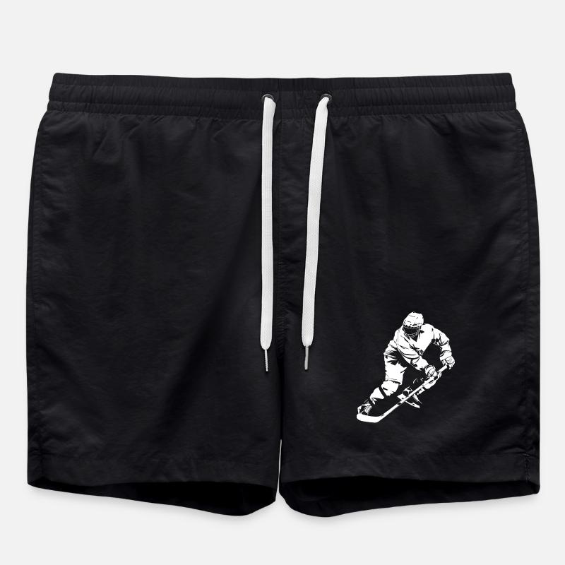 Eishockeyspieler Zeichnung - Badeshorts - Schwarz