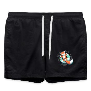 Renard détendu dans la piscine – été et légèreté - Short de bain - noir - Devant - AI Model Male 185 light (185cm)
