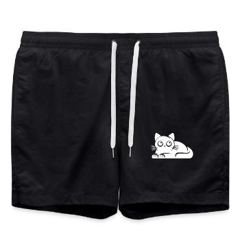 Innocent Cat Humor Cats Drawing - Swim Trunks - black - Front - AI Model Male 185 light (185cm)