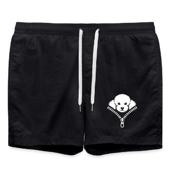 Small Poodle Hidden in a Zipper - Swim Trunks - black - Front - AI Model Male 185 light (185cm)