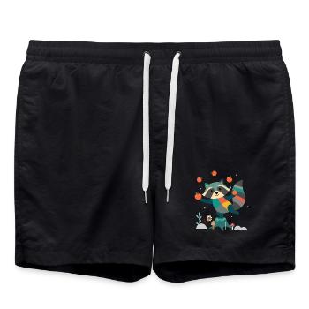 Raton laveur joueur jonglant joyeusement avec des pommes - Short de bain - noir - Devant - AI Model Male 185 light (185cm)
