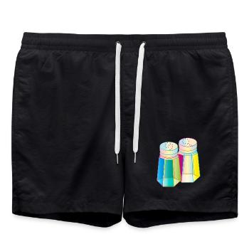 Sel et poivre dans un verre Prisma – Épices colorées - Short de bain - noir - Devant - AI Model Male 185 light (185cm)