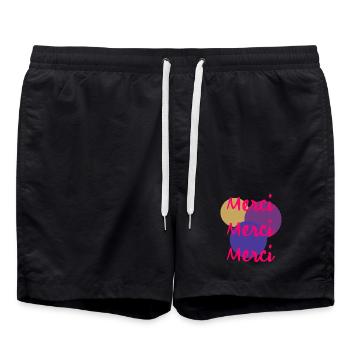 THANK YOU. THANKS. ANNIVERSARY. BIRTH. RETIREMENT. - Swim Trunks - black - Front - AI Model Male 185 light (185cm)