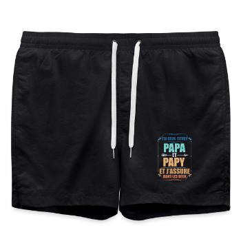 Two Papa J'Ai and Grandpa Titles Grandpa - Swim Trunks - black - Front - AI Model Male 185 light (185cm)
