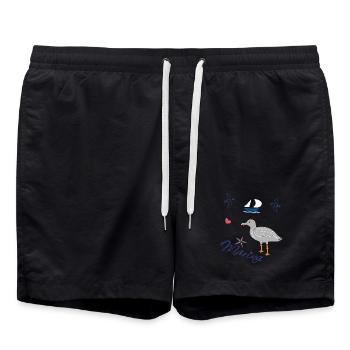 Maritim Marina Urlaub - Badeshorts - Schwarz - Vorne - AI Model Male 185 light (185cm)