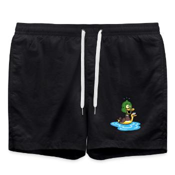 Die Ente, die schwimmen lernt - Badeshorts - Schwarz - Vorne - AI Model Male 185 light (185cm)