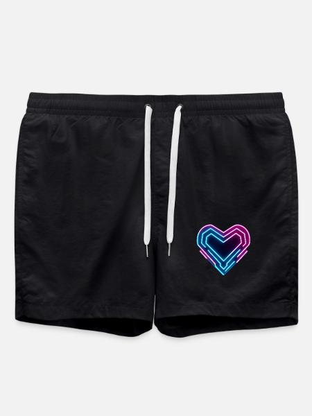 Futuristisches Neon-Herz | Cyber Heart Love Design - Badeshorts - Schwarz