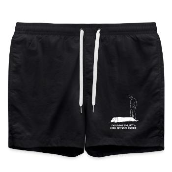 Long dog, not a cross-country skier - Swim Trunks - black - Front - AI Model Male 185 light (185cm)
