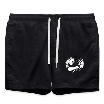 Minimalist Welder Silhouette Industrial - Swim Trunks - black - Front - AI Model Male 185 light (185cm)