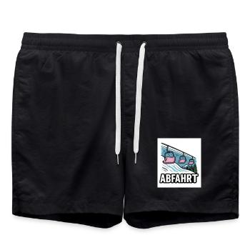 Skilift und Bergmotiv mit Abenteuer-Charme - Badeshorts - Schwarz - Vorne - AI Model Male 185 light (185cm)