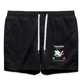 Diving is calling… and I have to go - Swim Trunks - black - Front - AI Model Male 185 light (185cm)
