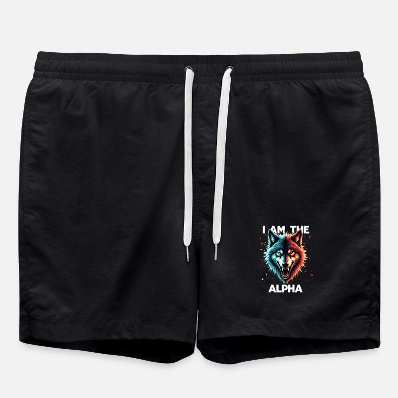 I am the Alpha Wolf - Badeshorts - Schwarz