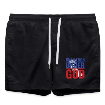 Motif patriotique avec drapeau américain et main - Short de bain - noir - Devant - AI Model Male 185 light (185cm)