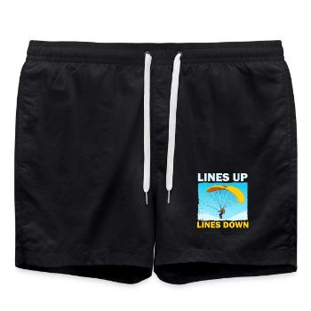 Crashing parachutist with banner - Swim Trunks - black - Front - AI Model Male 185 light (185cm)