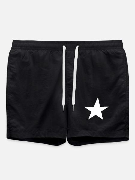 Schlichtes Weiße Stern-Design für Kleidung - Badeshorts - Schwarz