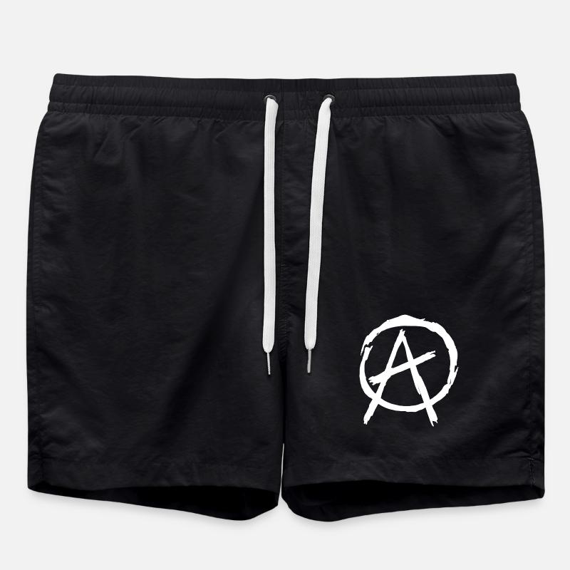 Symbole de l’anarchie en cercle - Blanc - Short de bain - noir