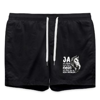 Pferde Spruch mit Pferdekopf Statement Hobby - Badeshorts - Schwarz - Vorne - AI Model Male 185 light (185cm)