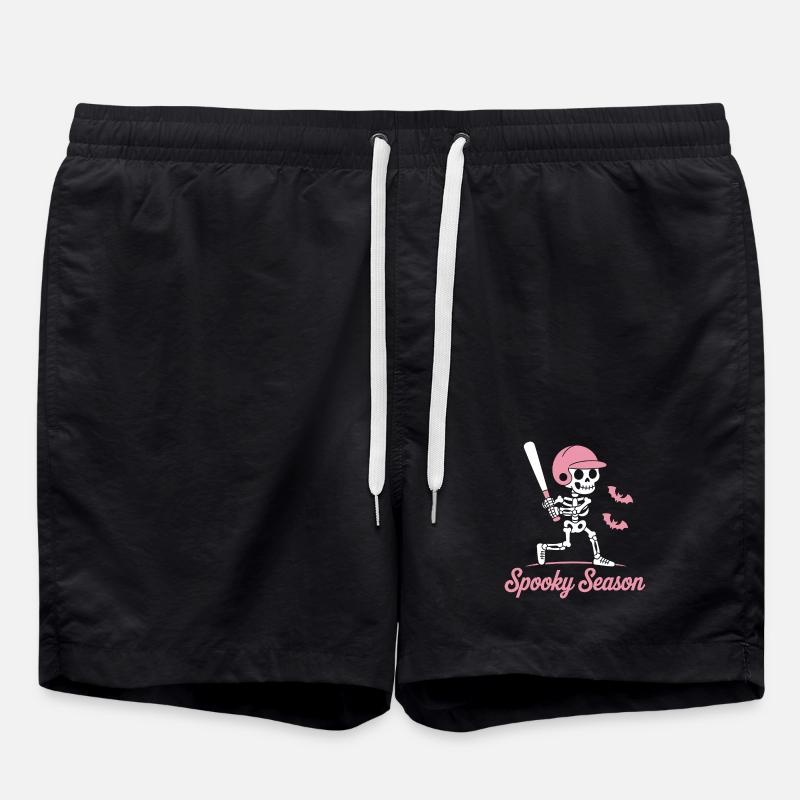 Spooky Skeleton Baseball en rose - Short de bain - noir