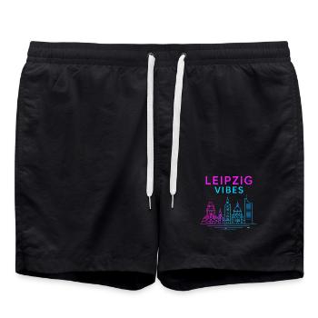 Leipzig Neon Vibes - Badeshorts - Schwarz - Vorne - AI Model Male 185 light (185cm)