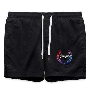 Logo de laurier de couleur campeur - Short de bain - noir - Devant - AI Model Male 185 light (185cm)