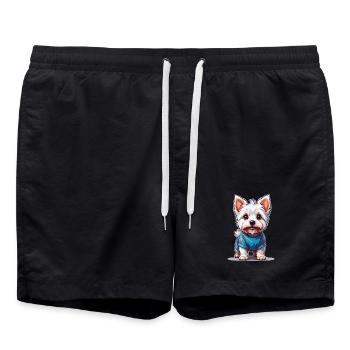 Niedlicher Yorkshire Terrier – Liebevolles Hundede - Badeshorts - Schwarz - Vorne - AI Model Male 185 light (185cm)