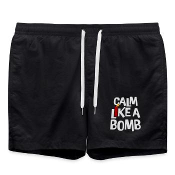 Calm Like Bomb Paradox Ironie Humor Explosiv Witz - Badeshorts - Schwarz - Vorne - AI Model Male 185 light (185cm)