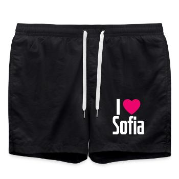 I Love Sofia Pink Heart I Love Sofia - Swim Trunks - black - Front - AI Model Male 185 light (185cm)