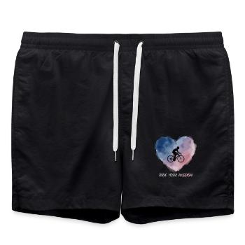 Balade en forme de cœur à l’aquarelle - Short de bain - noir - Devant - AI Model Male 185 light (185cm)