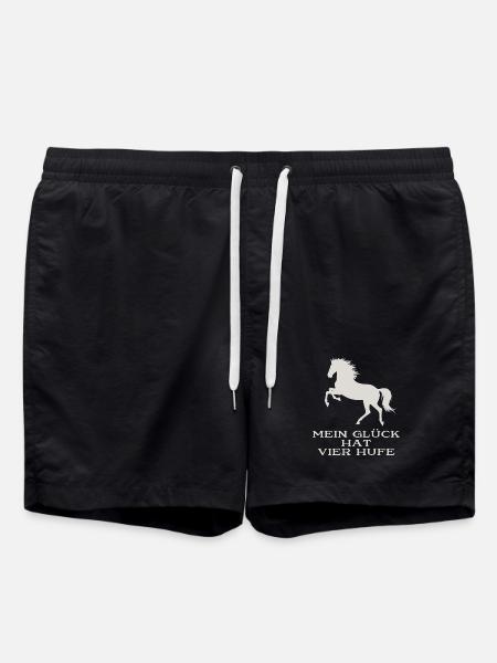 Mein Glück hat vier Hufe - Badeshorts - Schwarz