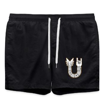 Gitarre U-Form Felshand - Badeshorts - Schwarz - Vorne - AI Model Male 185 light (185cm)