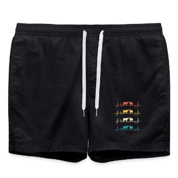 Retro Cows Herzschlag-Kuh-Geschenk - Badeshorts - Schwarz - Vorne - AI Model Male 185 light (185cm)