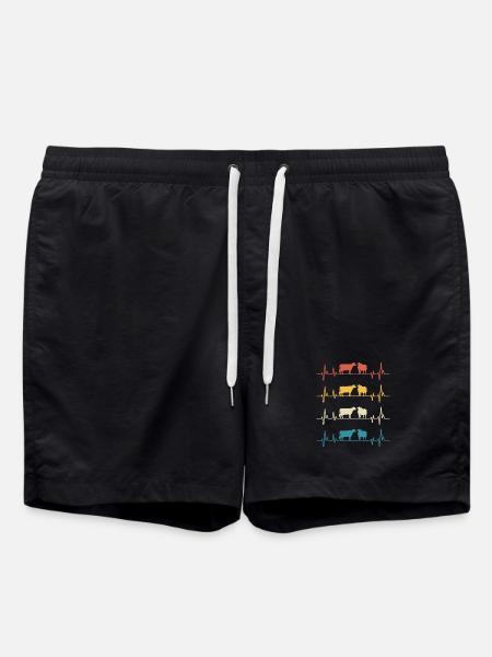 Retro Cows Herzschlag-Kuh-Geschenk - Badeshorts - Schwarz