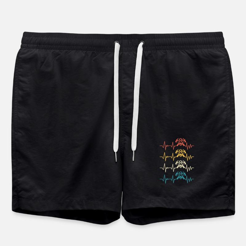 pompier retro battement de coeur sapeur-pompier - Short de bain - noir