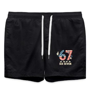 US Flag 67 Memes Six Seven - Short de bain - noir - Devant - AI Model Male 185 light (185cm)