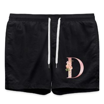 D florale pastel avec bouquet - Short de bain - noir - Devant - AI Model Male 185 light (185cm)