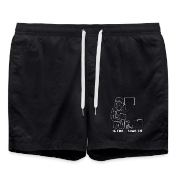 Leseratte Bibliothek Lesen - Badeshorts - Schwarz - Vorne - AI Model Male 185 light (185cm)