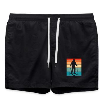 Skiing Skiers ski - Swim Trunks - black - Front - AI Model Male 185 light (185cm)