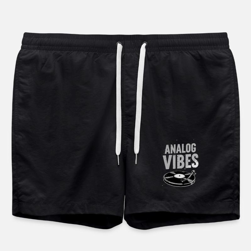 Analog Vibes – motif vinyle vinyle - Short de bain - noir