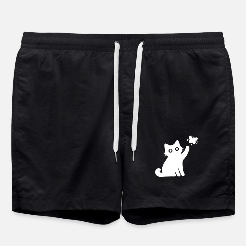 Cat Cute - Swim Trunks - black