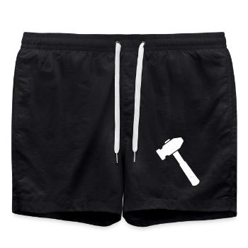 Hammer Werkzeug Handwerk Symbol Vektor - Badeshorts - Schwarz - Vorne - AI Model Male 185 light (185cm)