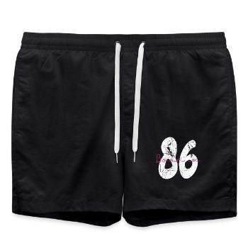Born in 86 Neon Retro - Badeshorts - Schwarz - Vorne - AI Model Male 185 light (185cm)