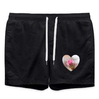 Printemps amour d’un cœur de fleur rose - Short de bain - noir - Devant - AI Model Male 185 light (185cm)