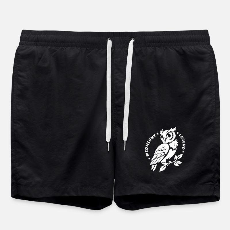 Midnight Legend Owl – Mystical & Cute - Swim Trunks - black