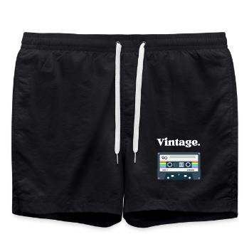 Cassette vintage rétro – design nostalgie - Short de bain - noir - Devant - AI Model Male 185 light (185cm)