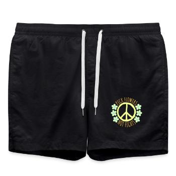 Cueillez des fleurs, pas des disputes, fleurs Paix Logo drôle - Short de bain - noir - Devant - AI Model Male 185 light (185cm)