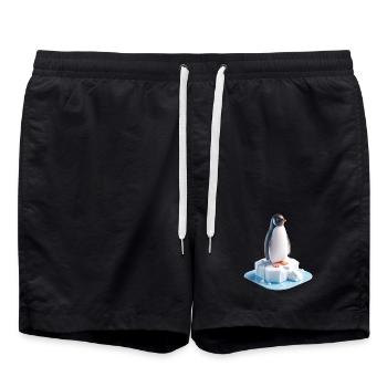 Pinguin auf Eisblock 3D - Badeshorts - Schwarz - Vorne - AI Model Male 185 light (185cm)